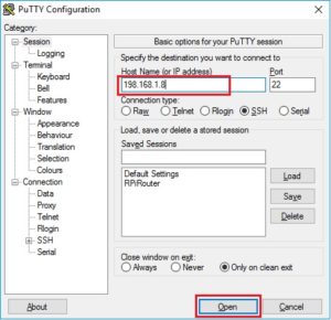 Open Putty and Enter into Raspberry Pi 3